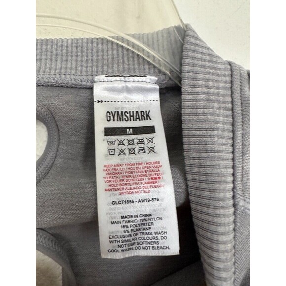 Gymshark Cropped Camo Seamless Long Sleeve Crop Top Gray Cutout Keyhole Medium - Picture 4 of 9